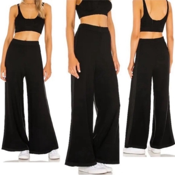 Intimately Free People Black Show Off pants Highrise semi sheer side striped M - Picture 2 of 13